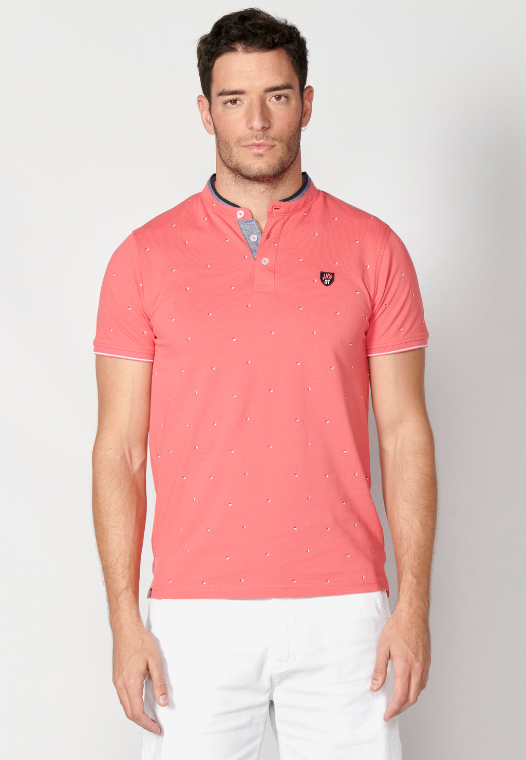 Polo manga corta cuello mao estampado hombre coral - Koroshi 2311PC22