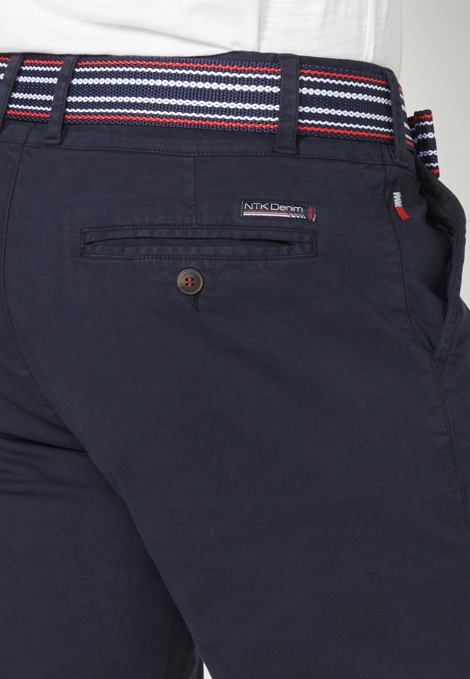 Bermuda shorts with turn-finish sailor belt for men navy - Koroshi 2311PS07