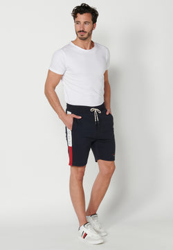 Men's plush drawstring jogger shorts navy - Koroshi 2311PS91