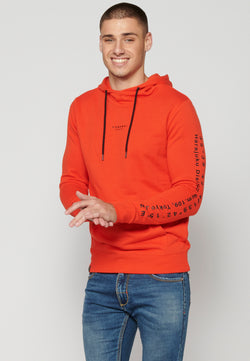 Red men's long-sleeved printed hoodie - Koroshi 2311SU13