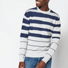 Pull rayé en coton à manches longues pour hommes