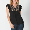 Flowy sleeveless blouse with floral detail for women | Current Fashion