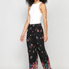 Long fluid straigth pants with floral print for women | Current Fashion