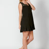 Short fluid dress with embroidered detail straps for women | Current Fashion