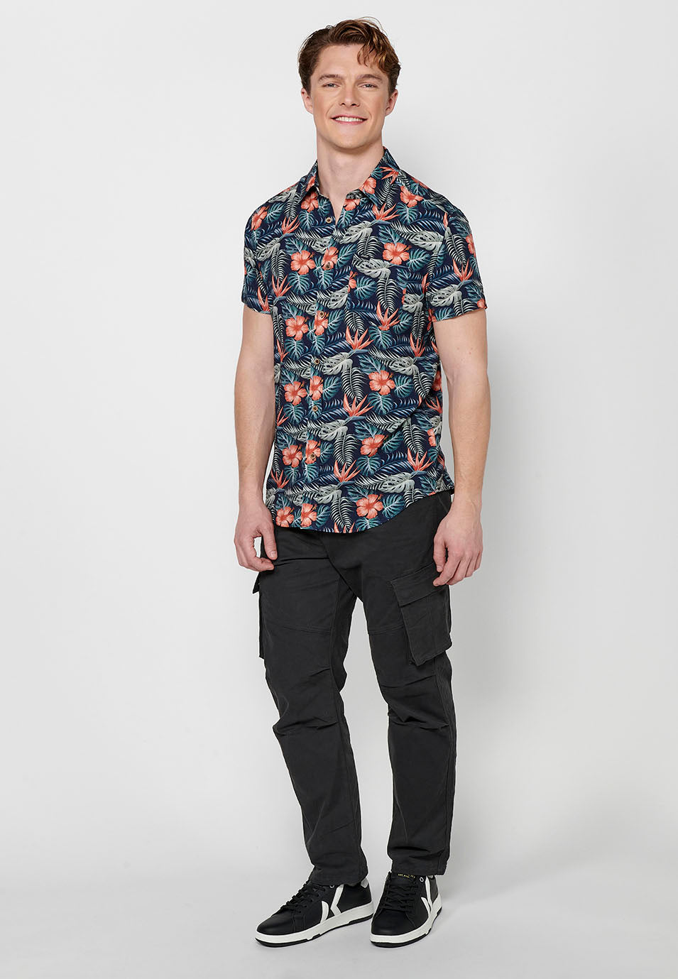 Camisa estampat all-over màniga curta home coral - Koroshi 2411CC37
