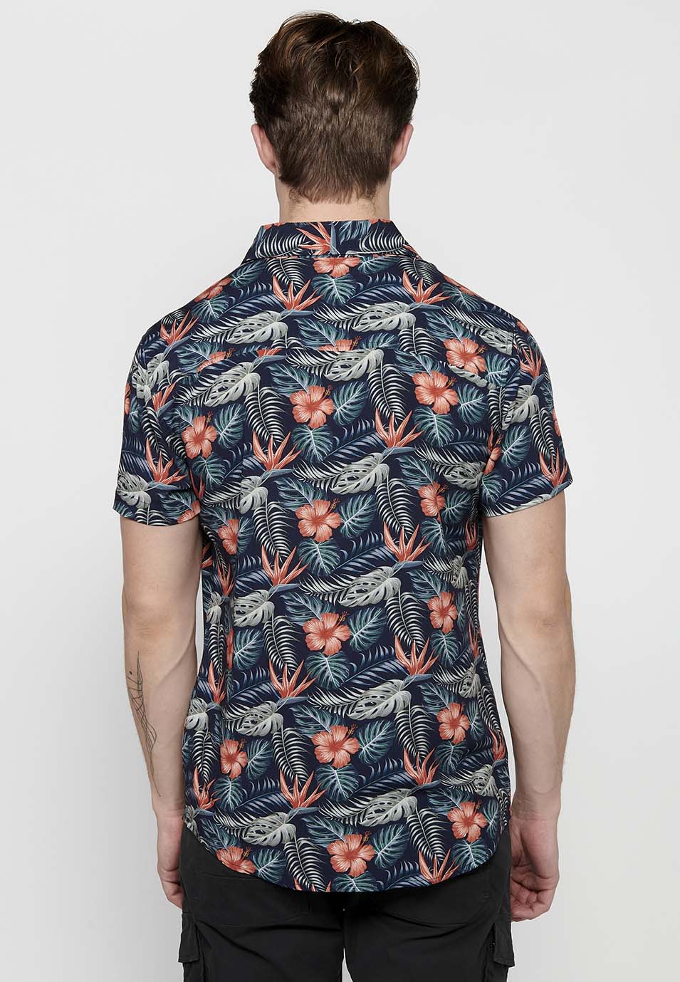 Camisa estampat all-over màniga curta home coral - Koroshi 2411CC37