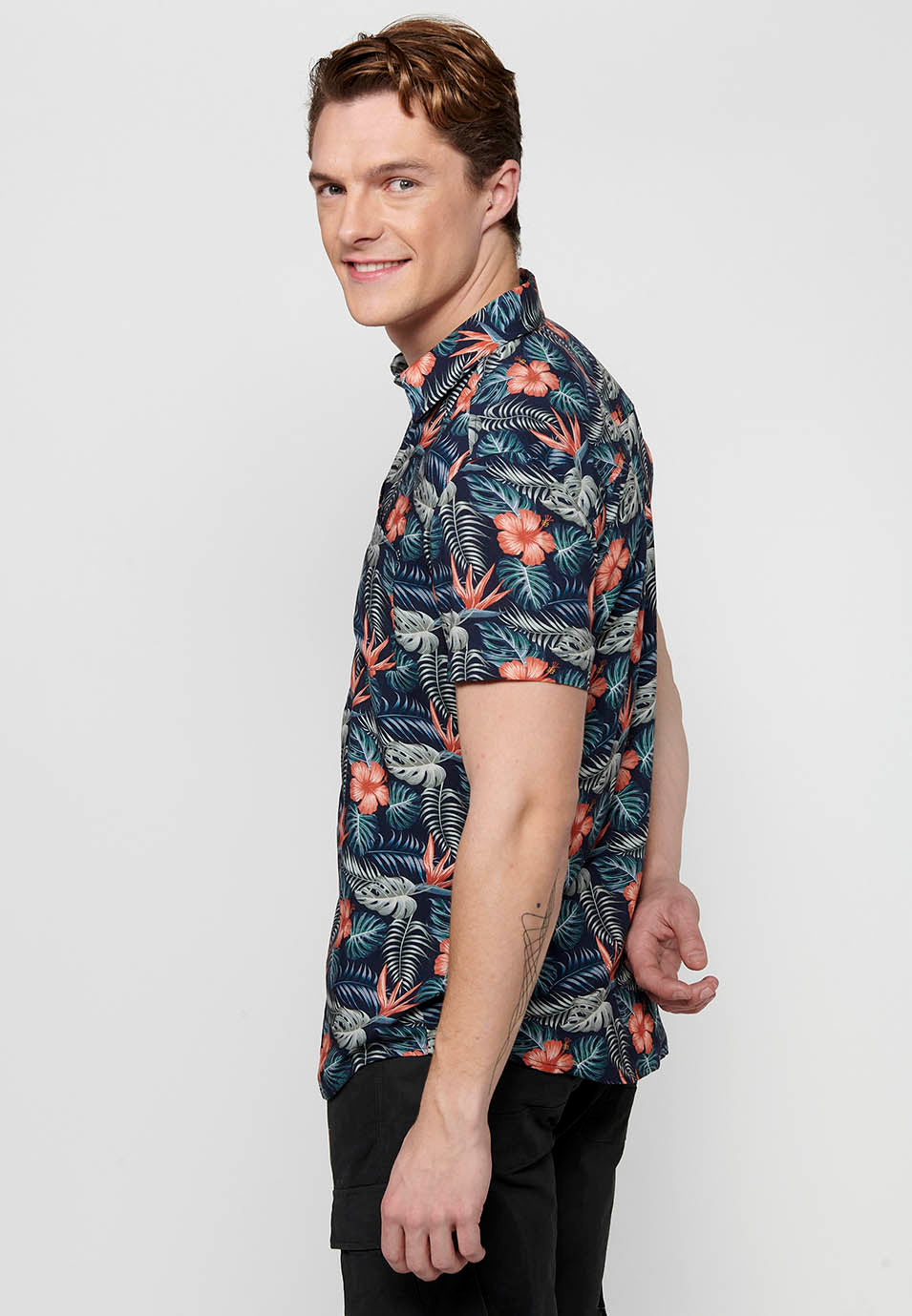 Camisa estampat all-over màniga curta home coral - Koroshi 2411CC37