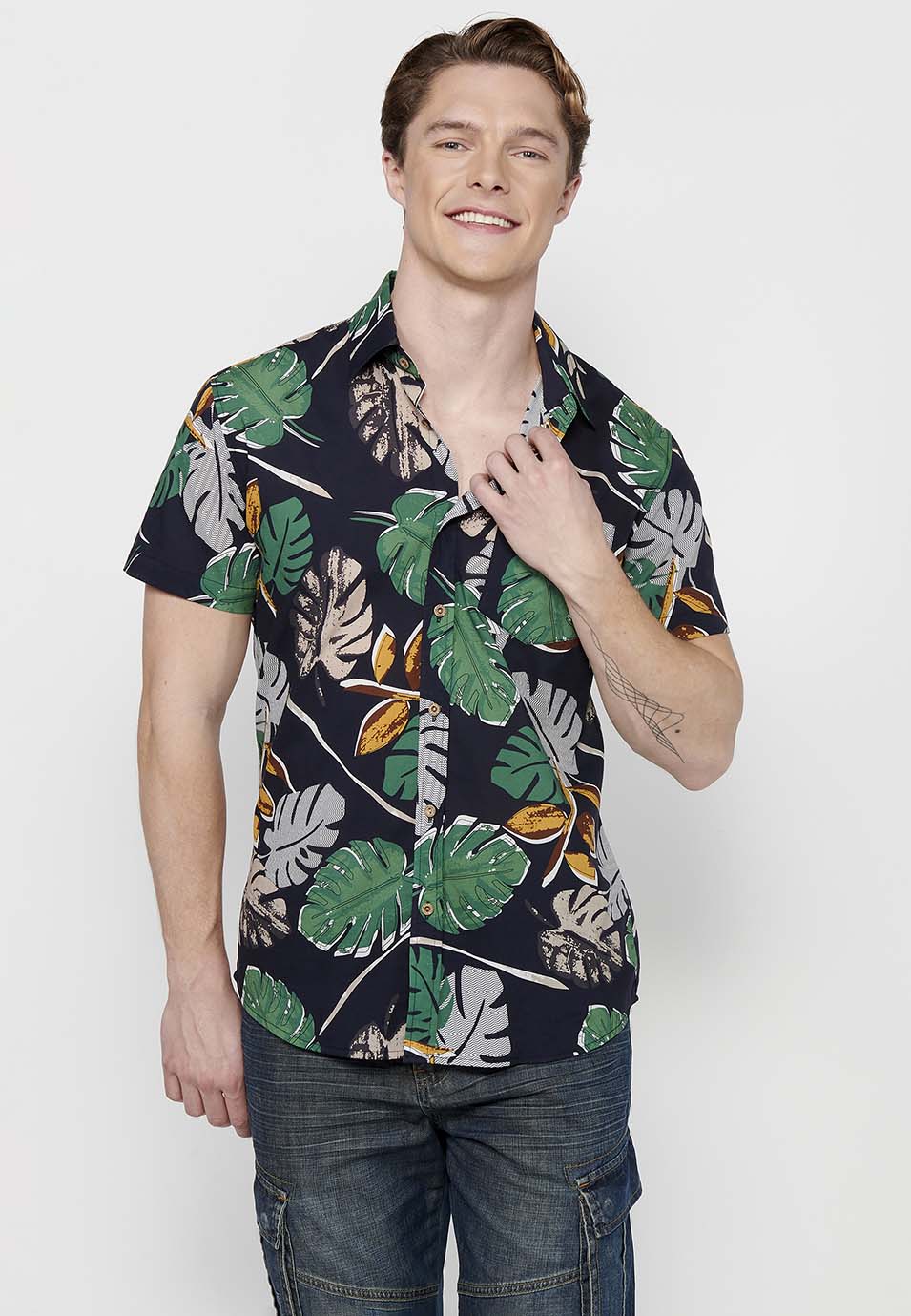 Camisa estampat floral màniga curta home multicolor - Koroshi 2411CC46