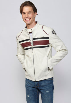 Blouson biker homme effet cuir racing brut - Koroshi 2411JA07