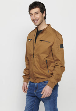 Herren-Bomberjacke mit Stehkragen und Reißverschluss Toast – Koroshi 2411JA27