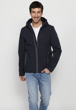 Chaqueta tecnica capucha cremallera hombre azul marino - Koroshi 2411JA40