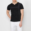 Men's short-sleeved cotton t-shirt, round neck with button opening | Casual Clothing