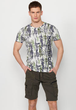 Men's multicolored short-sleeved printed t-shirt - Koroshi 2411MC21