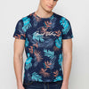 T-shirt manches courtes en coton imprimé tropical multicolore pour homme | Vêtements décontractés