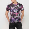 T-shirt manches courtes en coton imprimé tropical multicolore pour homme | Vêtements décontractés