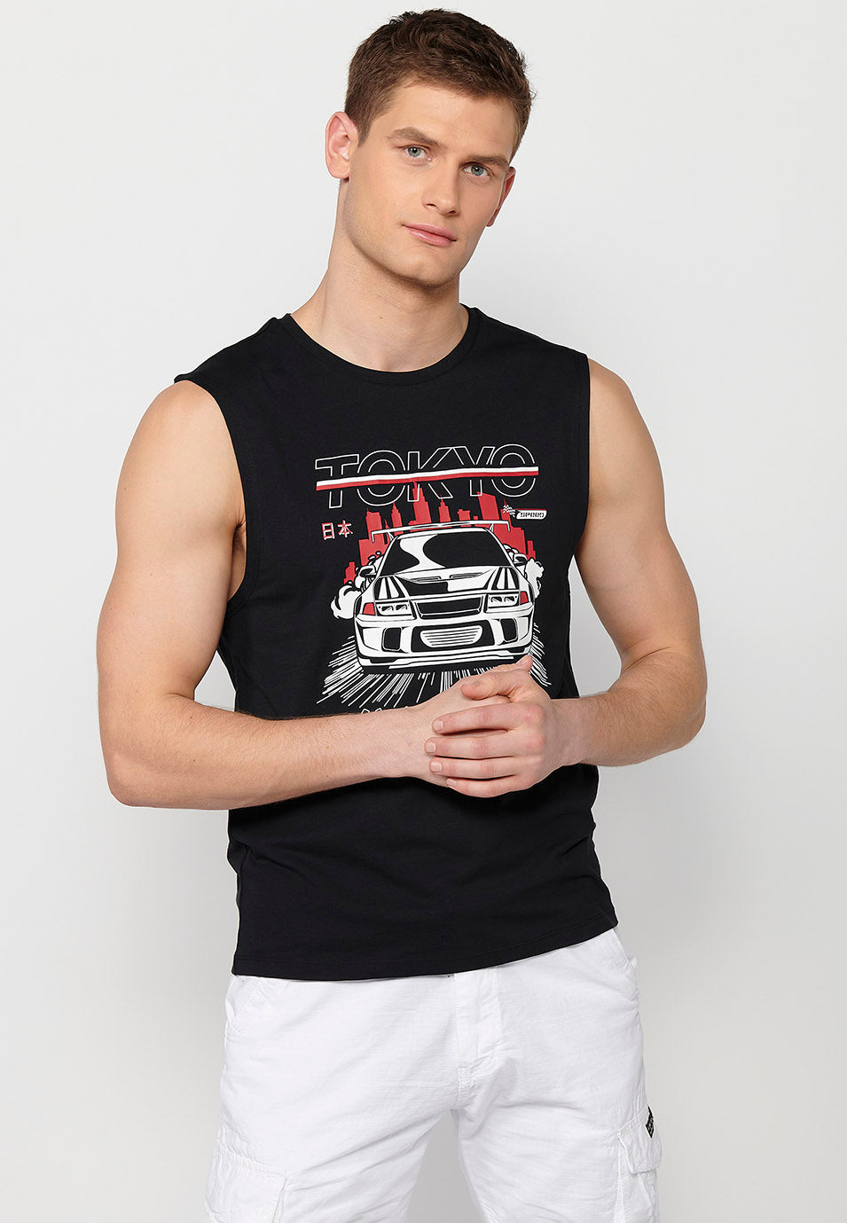 Samarreta sense mànigues boxing estampat Tòquio home negre - Koroshi 2411MS72