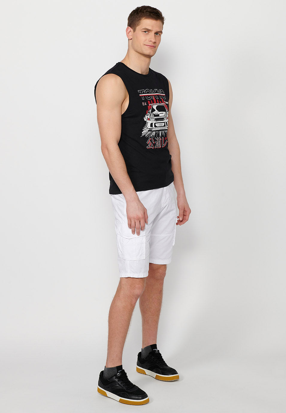 Samarreta sense mànigues boxing estampat Tòquio home negre - Koroshi 2411MS72