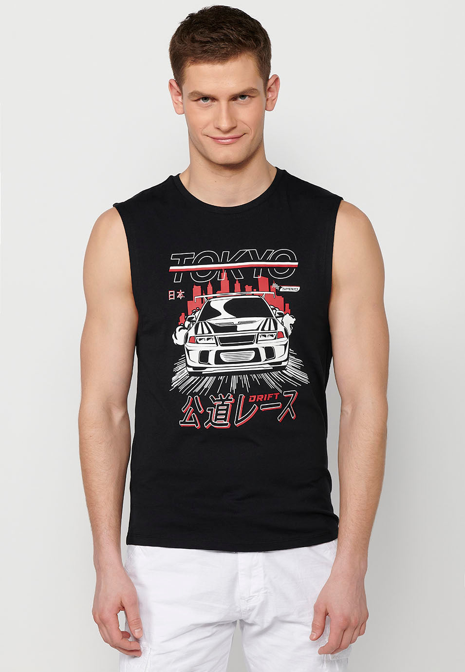 Samarreta sense mànigues boxing estampat Tòquio home negre - Koroshi 2411MS72