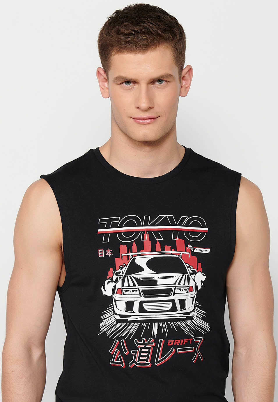 Samarreta sense mànigues boxing estampat Tòquio home negre - Koroshi 2411MS72
