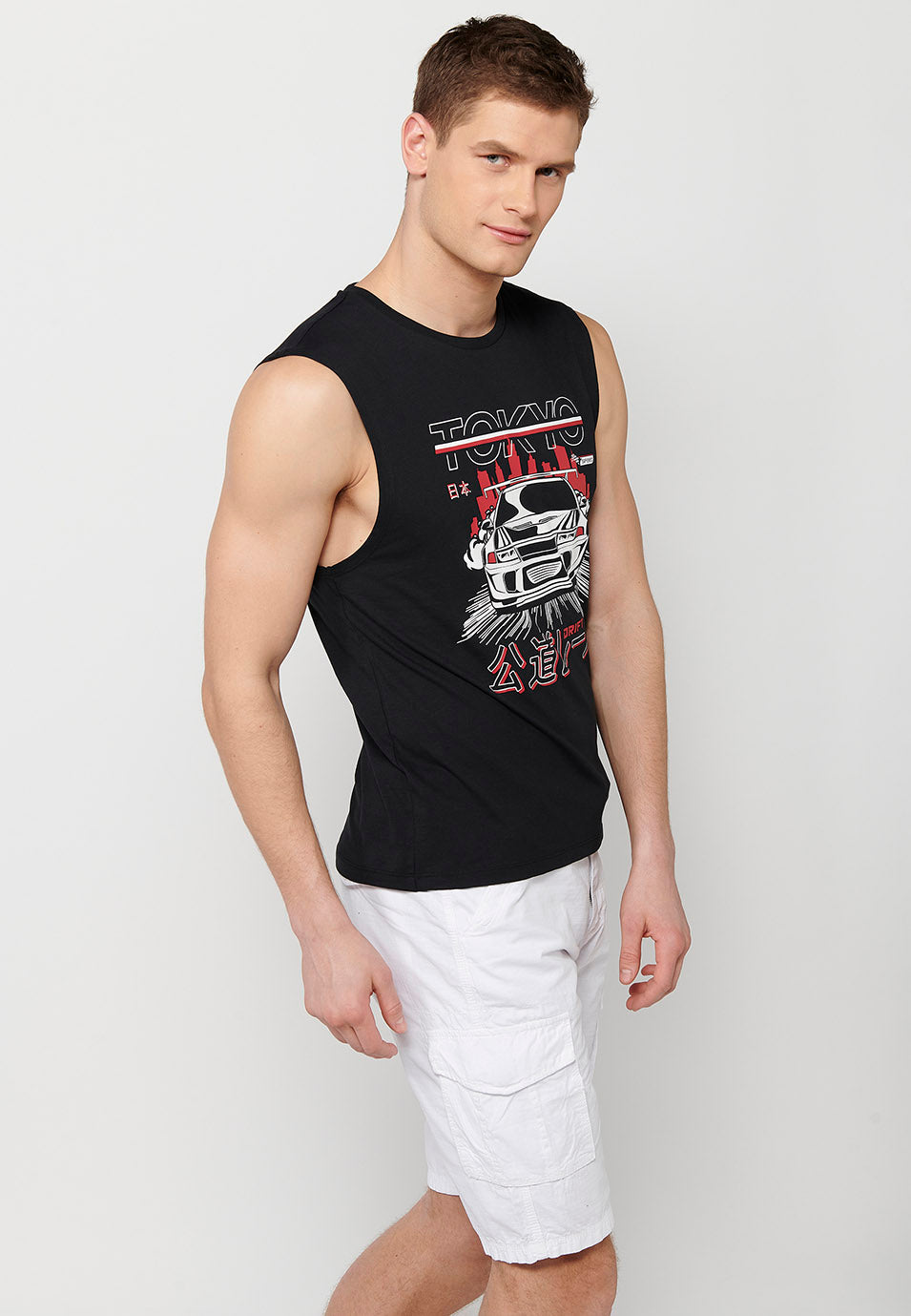 Samarreta sense mànigues boxing estampat Tòquio home negre - Koroshi 2411MS72