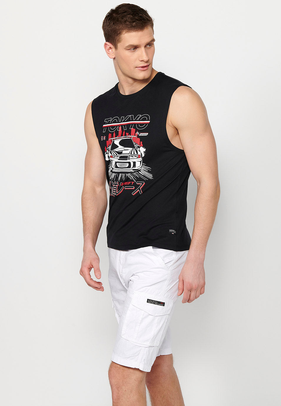 Samarreta sense mànigues boxing estampat Tòquio home negre - Koroshi 2411MS72