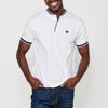 Short-sleeved cotton ribbed polo shirt with round neck, buttoned opening and textured side slits for men | Casual Clothing