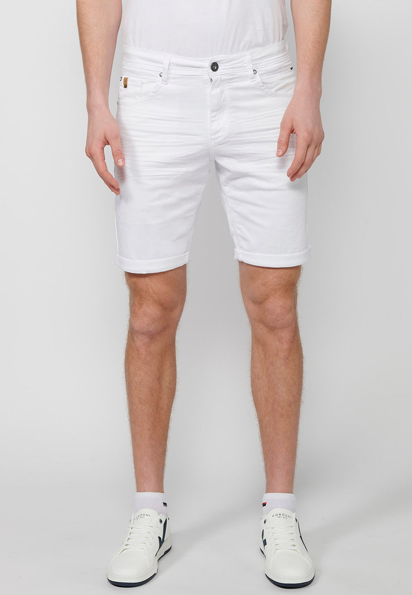 Bermuda vaquera acabado vuelta hombre blanco - Koroshi 2411PS01