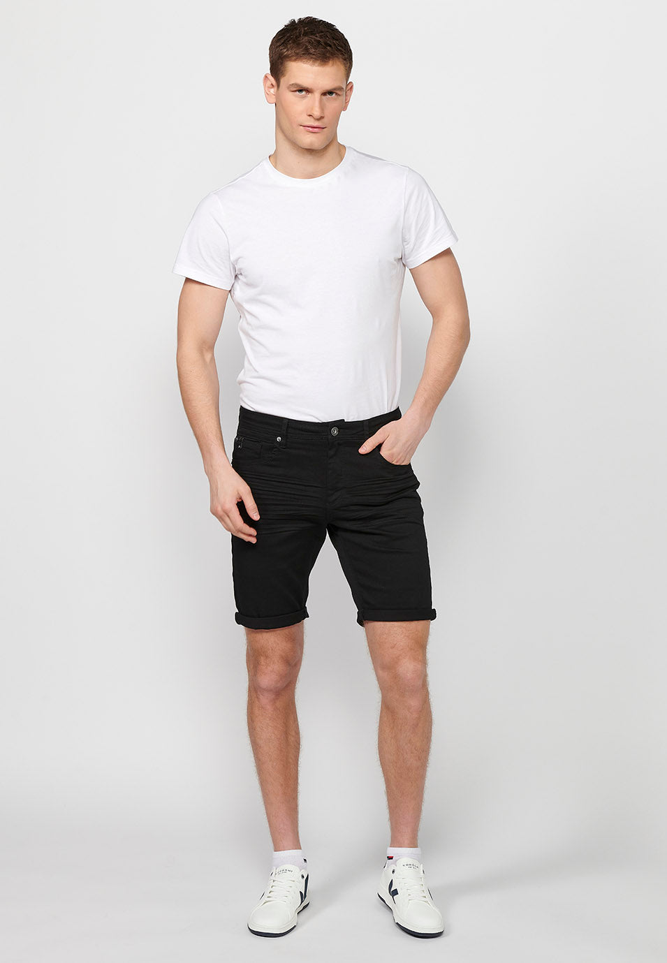 Bermuda vaquera acabado vuelta hombre negro - Koroshi 2411PS01