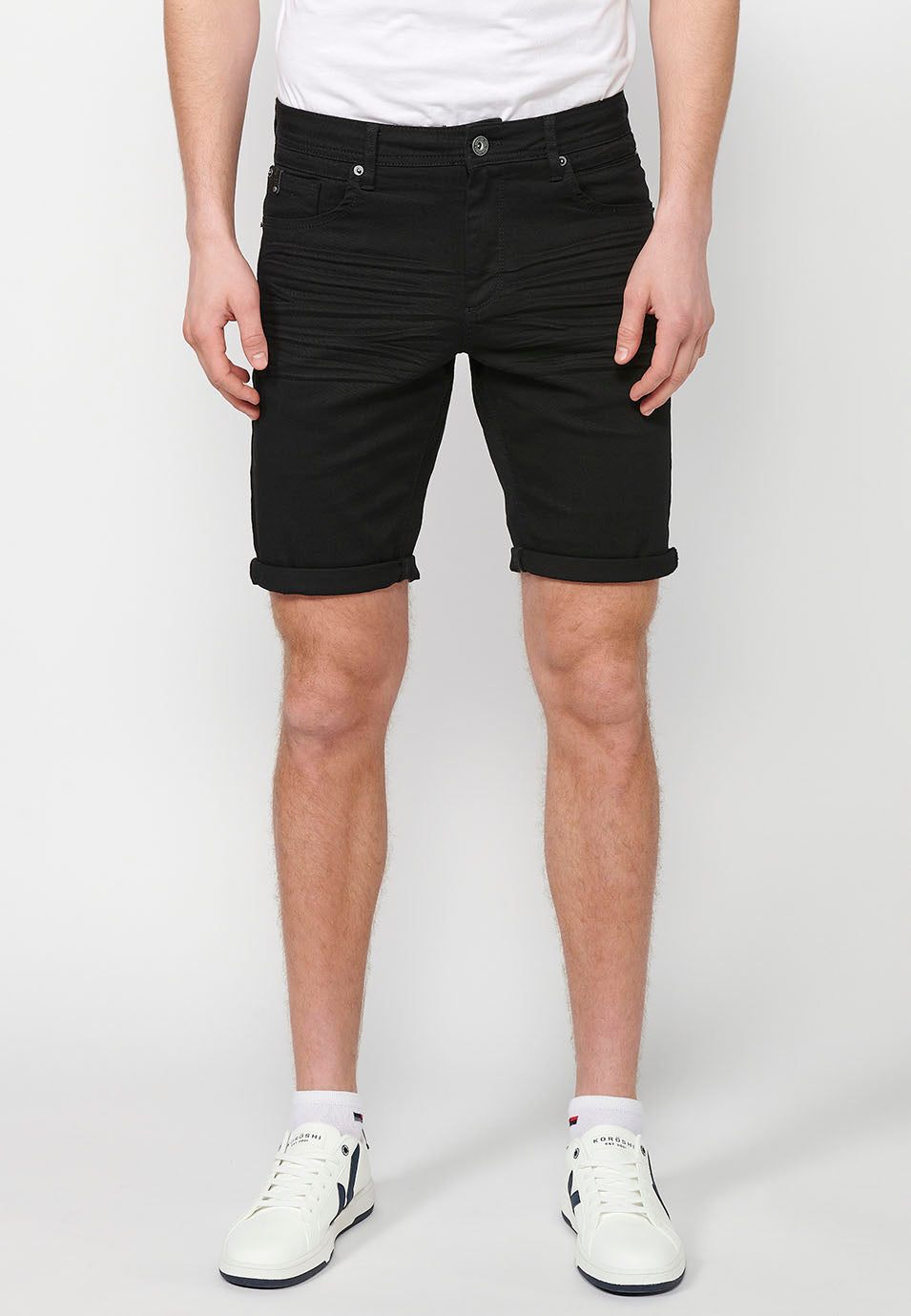 Bermuda vaquera acabado vuelta hombre negro - Koroshi 2411PS01