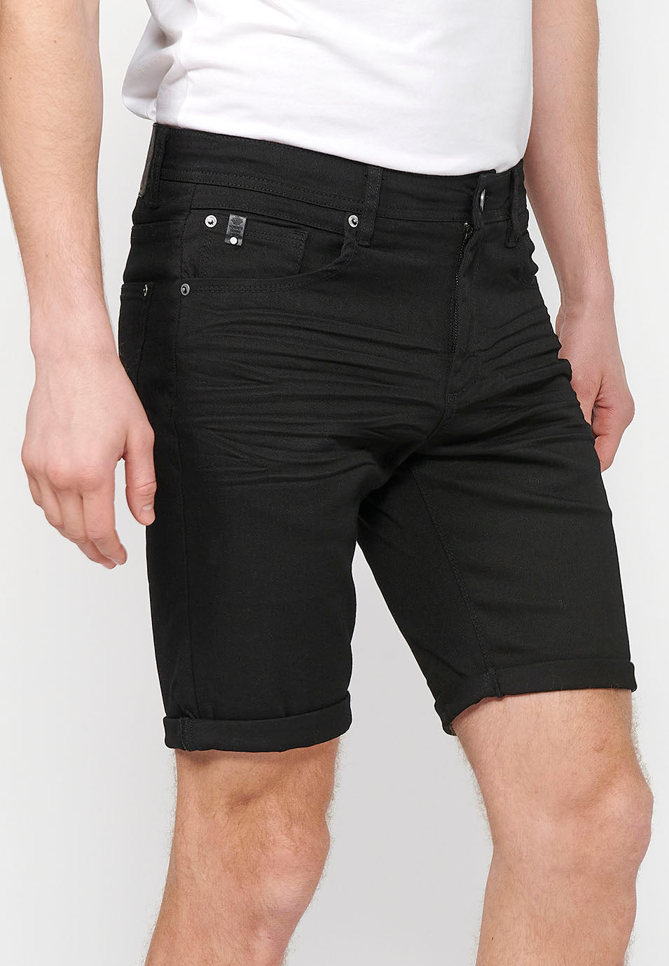 Bermuda vaquera acabado vuelta hombre negro - Koroshi 2411PS01