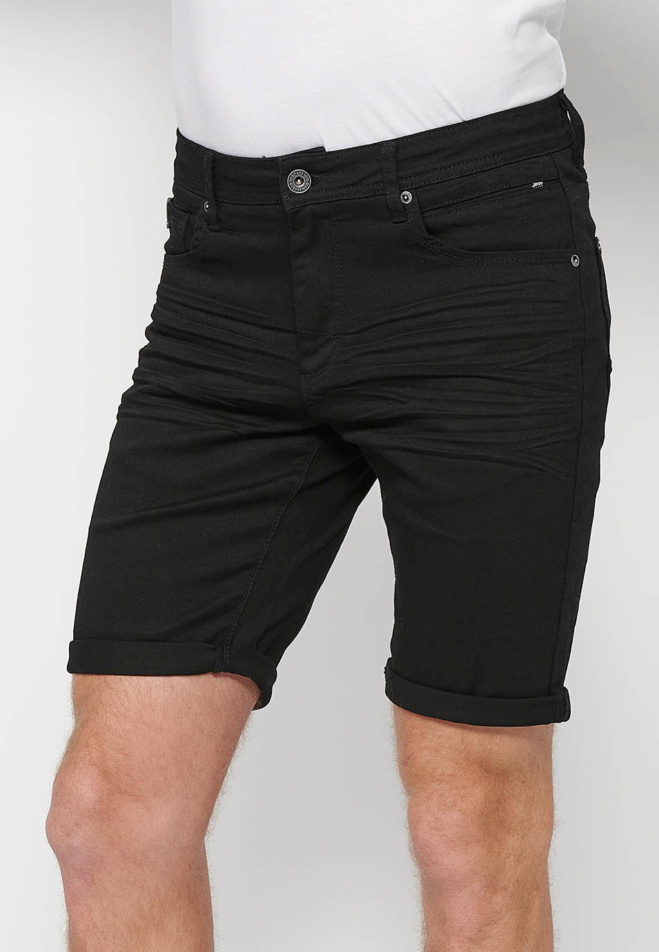 Bermuda vaquera acabado vuelta hombre negro - Koroshi 2411PS01