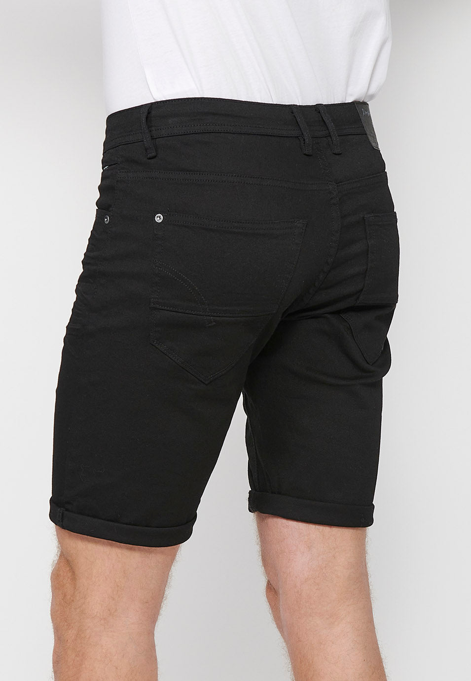 Bermuda vaquera acabado vuelta hombre negro - Koroshi 2411PS01