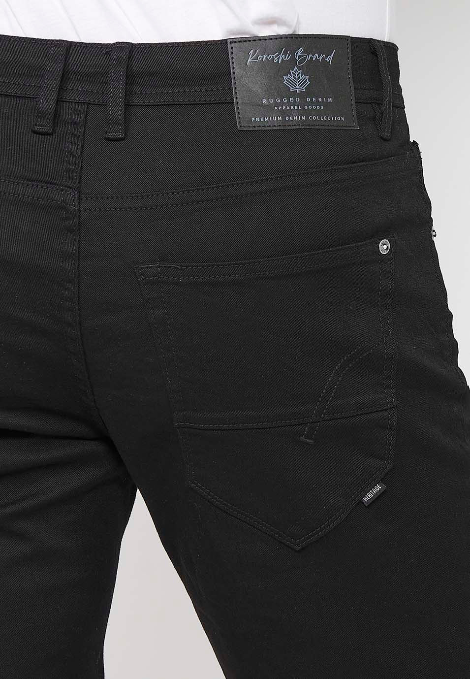 Bermuda vaquera acabado vuelta hombre negro - Koroshi 2411PS01