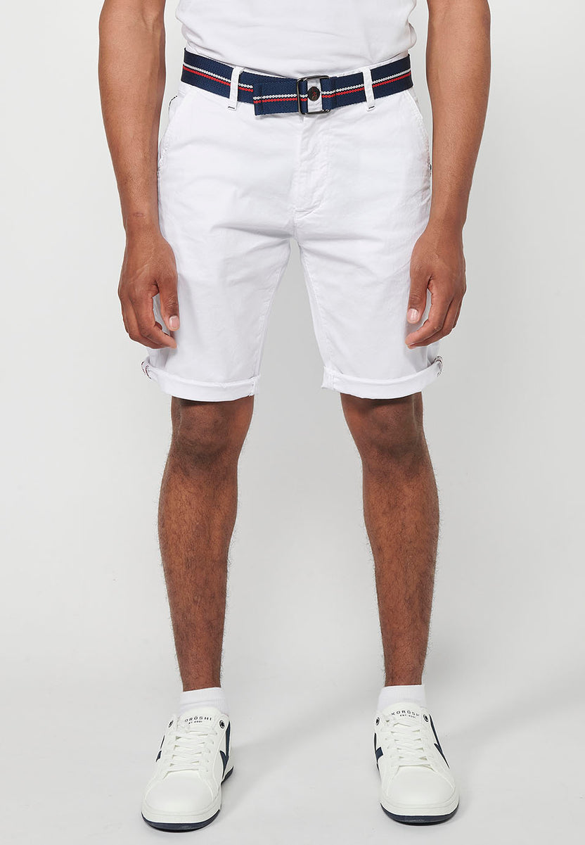 Bermuda con cintura da uomo bianco - Koroshi 2411PS07