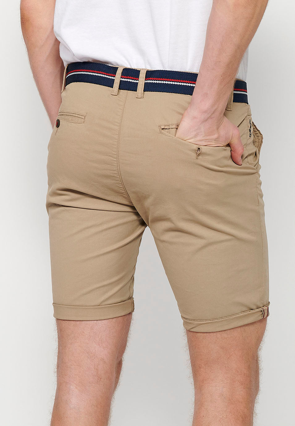 Bermuda chino cinturon hombre beige - Koroshi 2411PS07