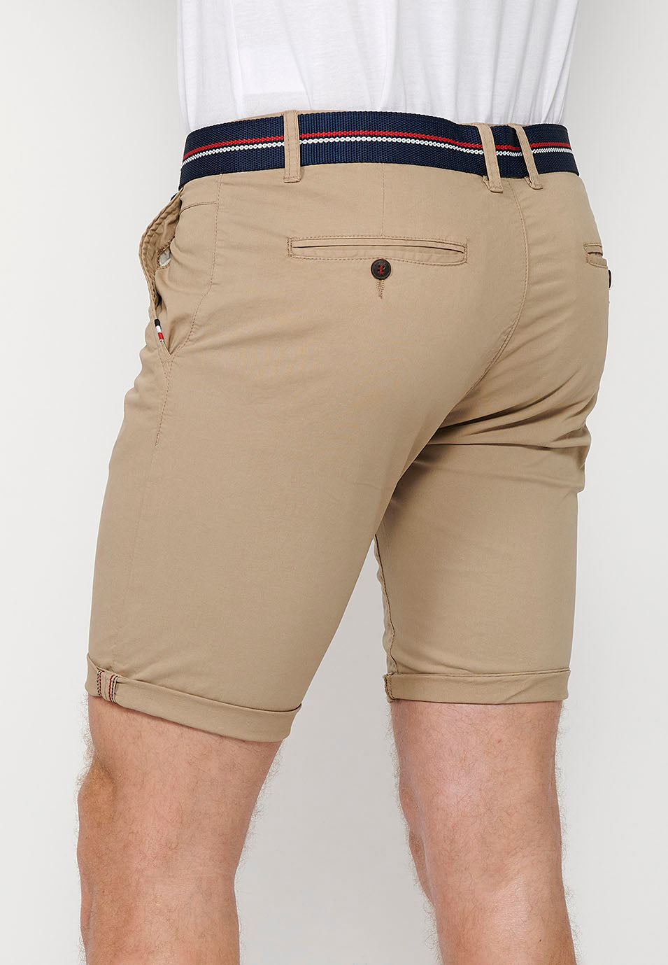 Bermuda chino cinturon hombre beige - Koroshi 2411PS07