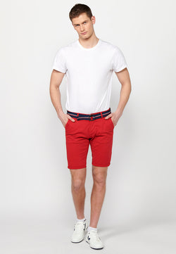 Bermuda shorts with red men's belt - Koroshi 2411PS07