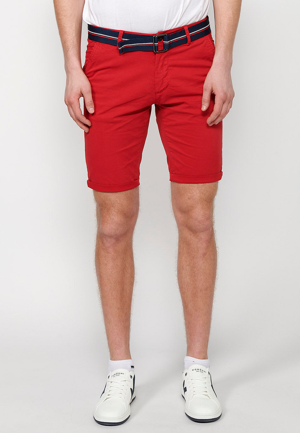 Bermuda con cintura rossa da uomo - Koroshi 2411PS07