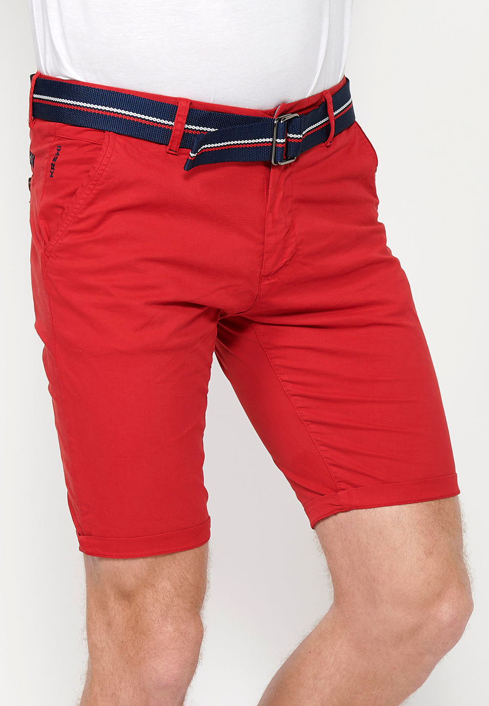 Bermuda con cintura rossa da uomo - Koroshi 2411PS07