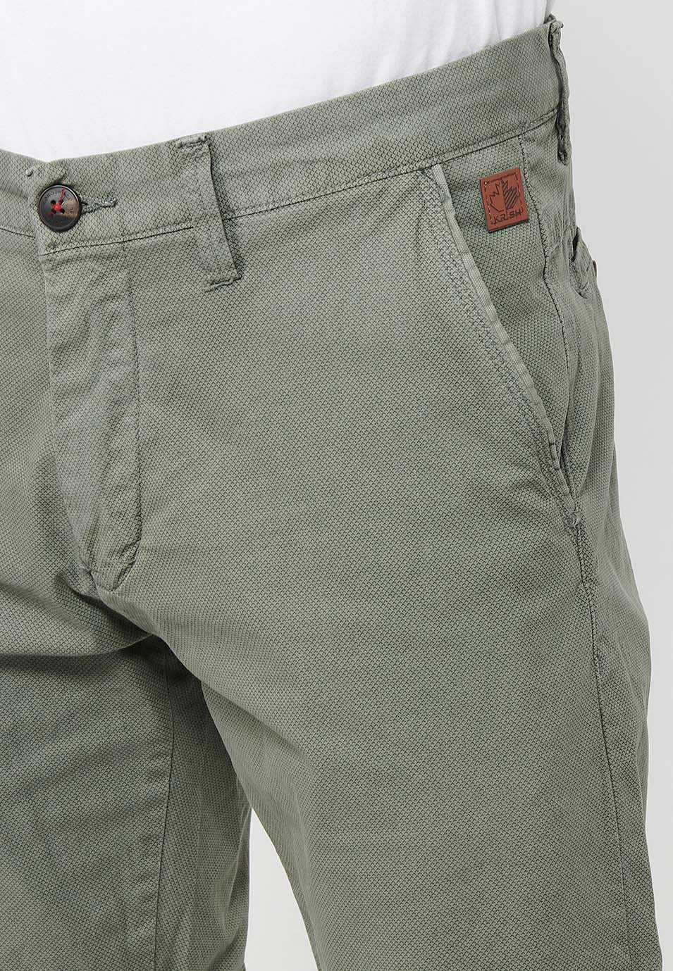 Pantaloncini chino da uomo verdi con risvolto - Koroshi 2411PS08