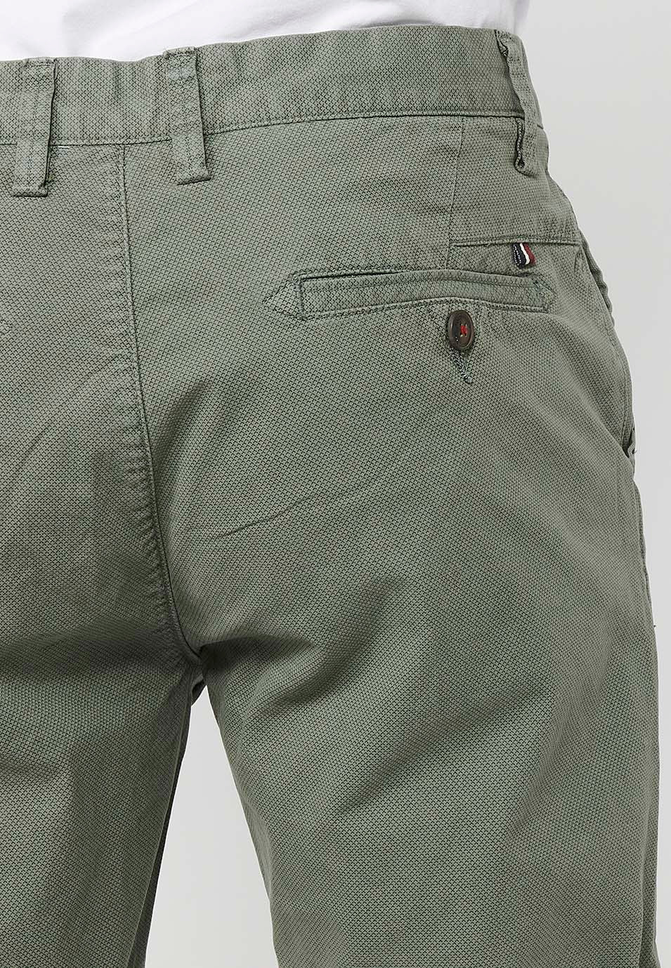 Pantaloncini chino da uomo verdi con risvolto - Koroshi 2411PS08
