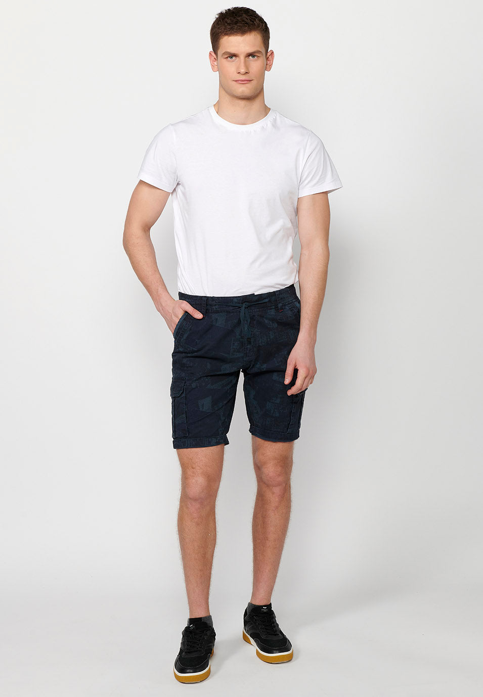 Short cargo homme taille cordon bleu - Koroshi 2411PS12