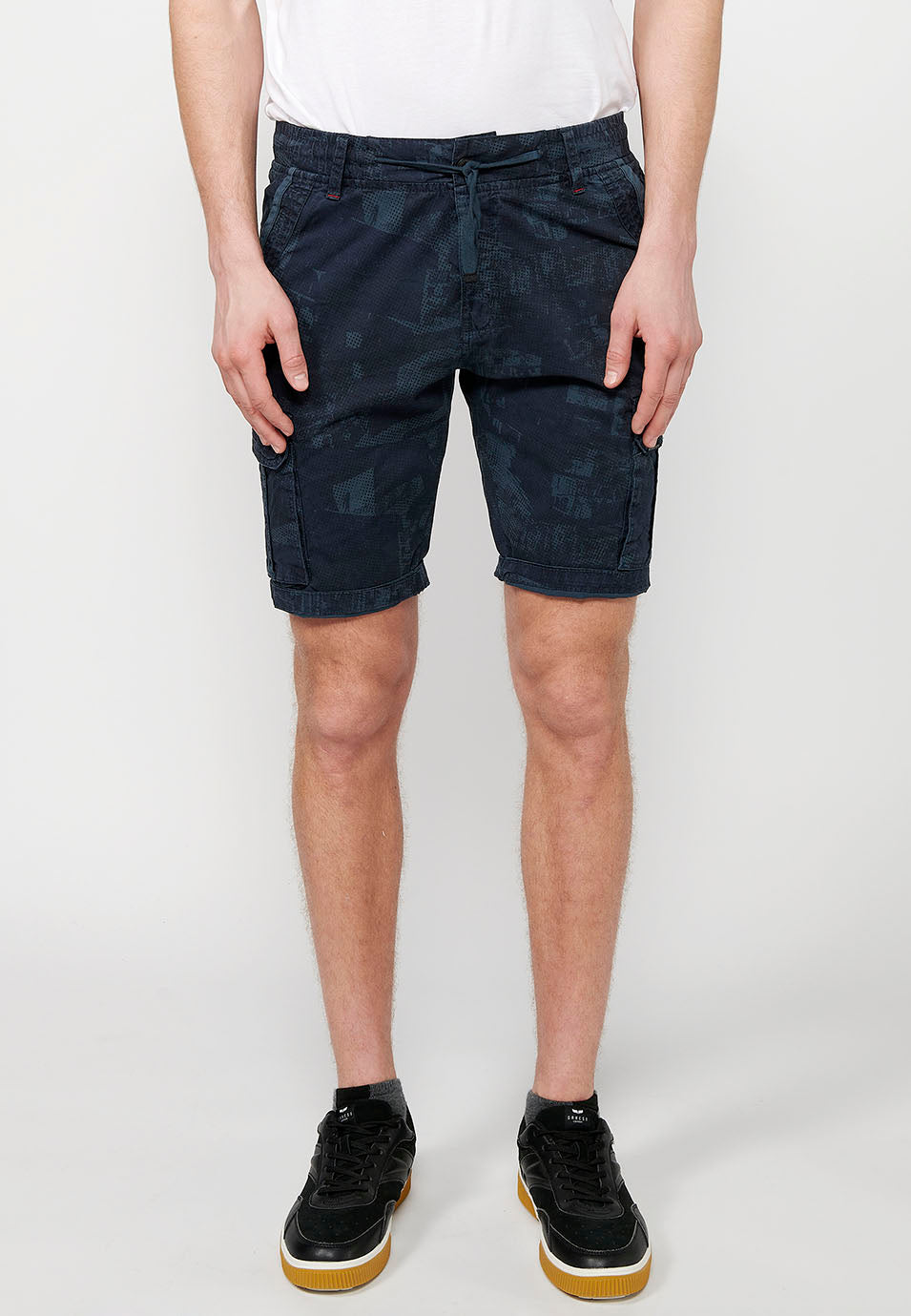 Short cargo homme taille cordon bleu - Koroshi 2411PS12