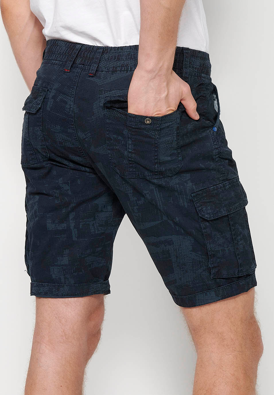 Short cargo homme taille cordon bleu - Koroshi 2411PS12