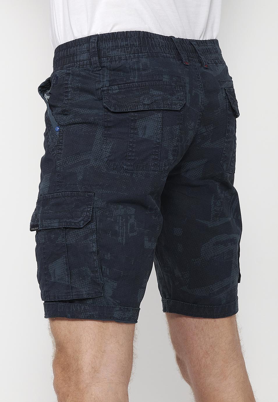 Short cargo homme taille cordon bleu - Koroshi 2411PS12