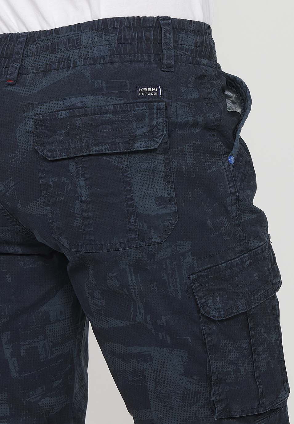 Short cargo homme taille cordon bleu - Koroshi 2411PS12