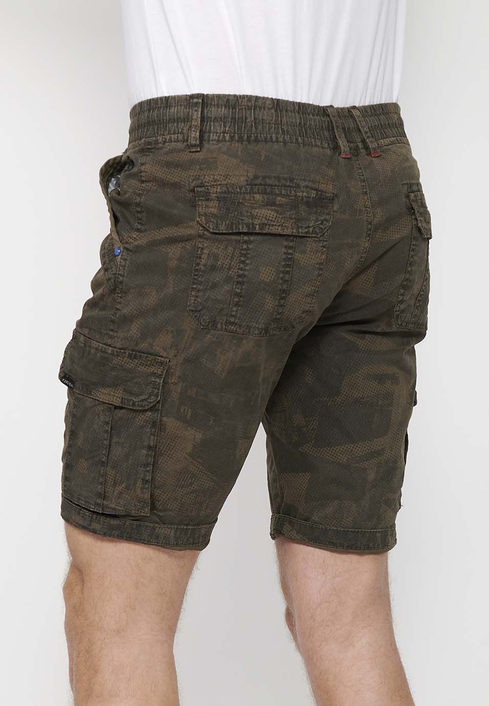 Bermuda cargo cintura cordón hombre kaki - Koroshi 2411PS12