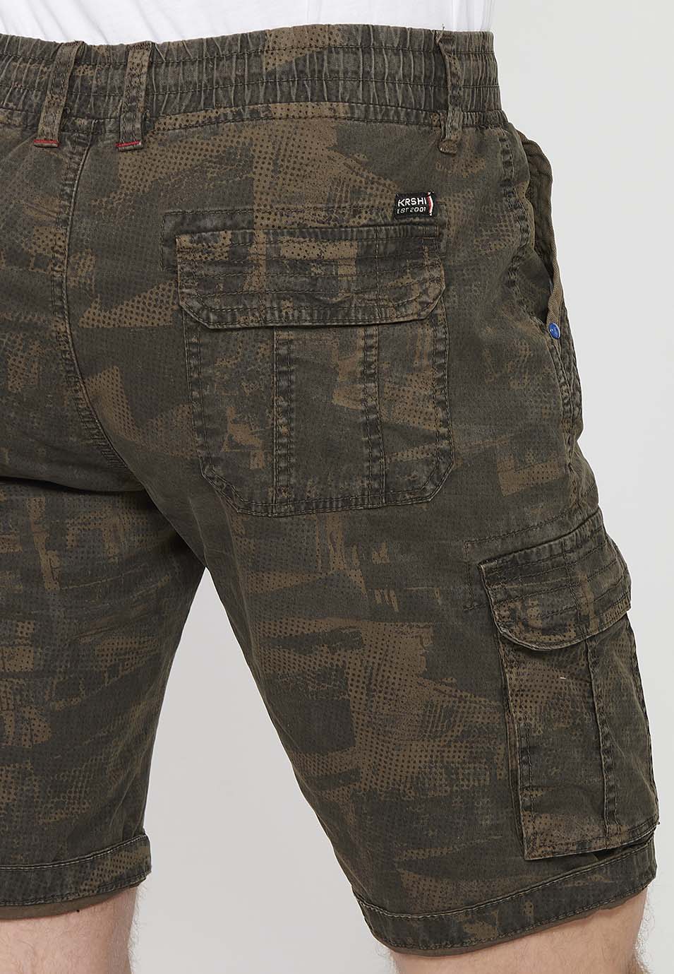 Bermuda cargo cintura cordón hombre kaki - Koroshi 2411PS12