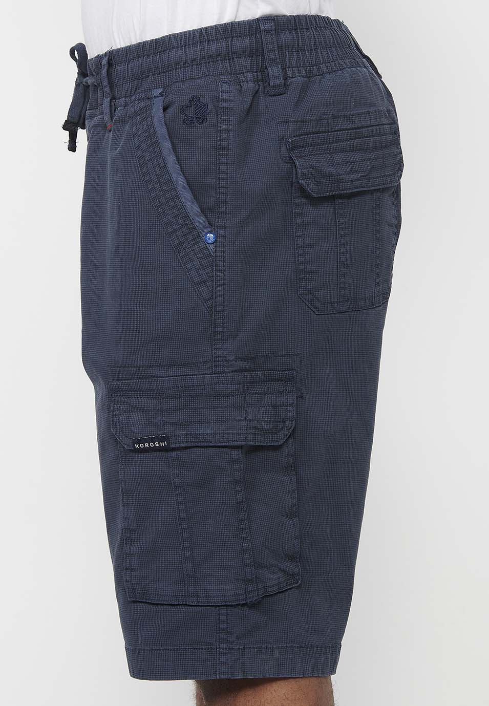 Bermuda cargo cintura cordón hombre navy - Koroshi 2411PS12