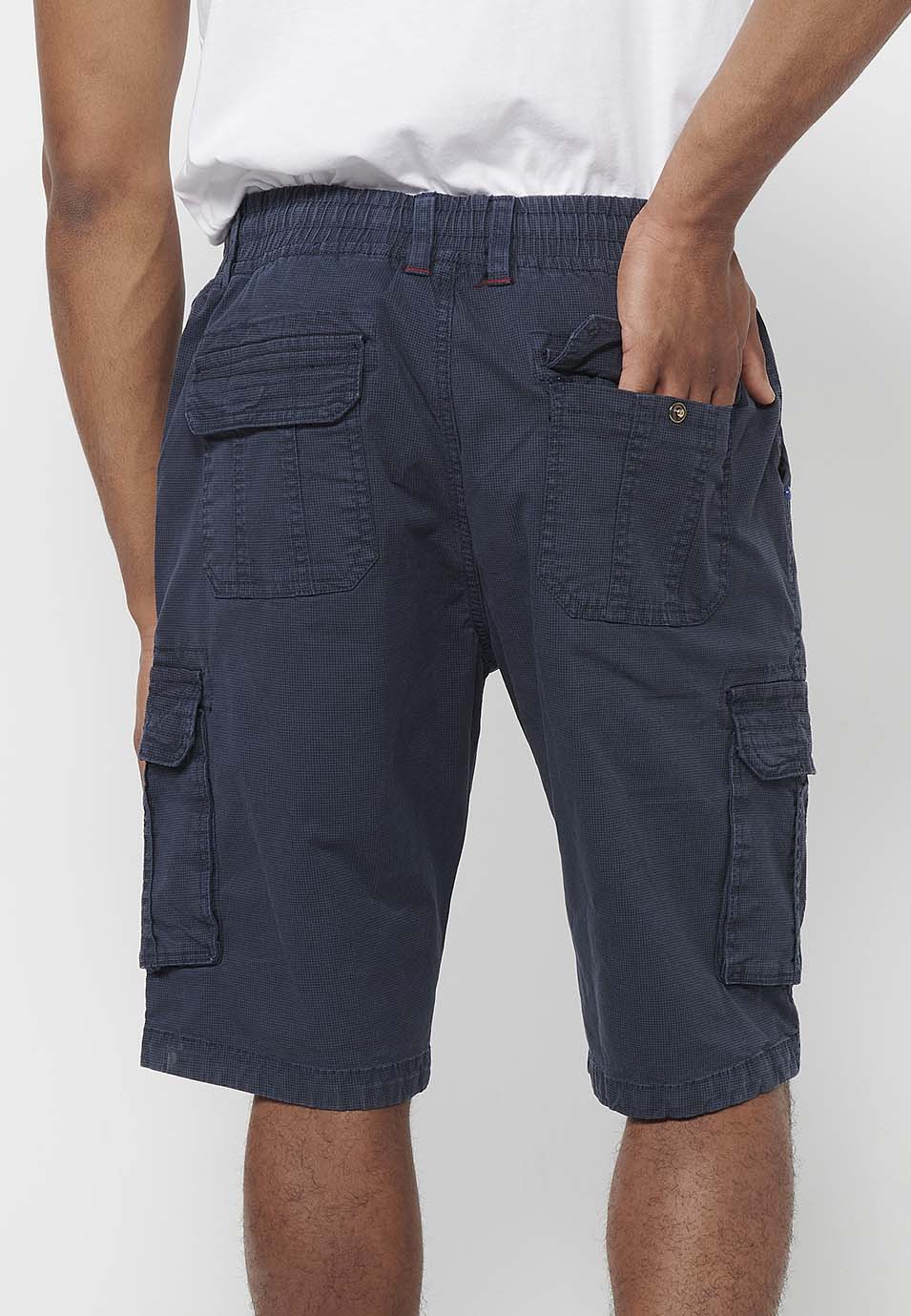Bermuda cargo cintura cordón hombre navy - Koroshi 2411PS12